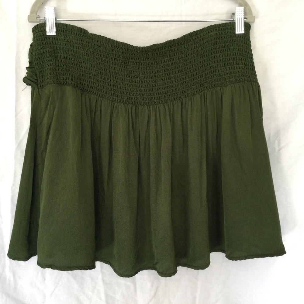Aerie Skirt Size XXL Uptown Women's Forest Green Gathered Front Mini